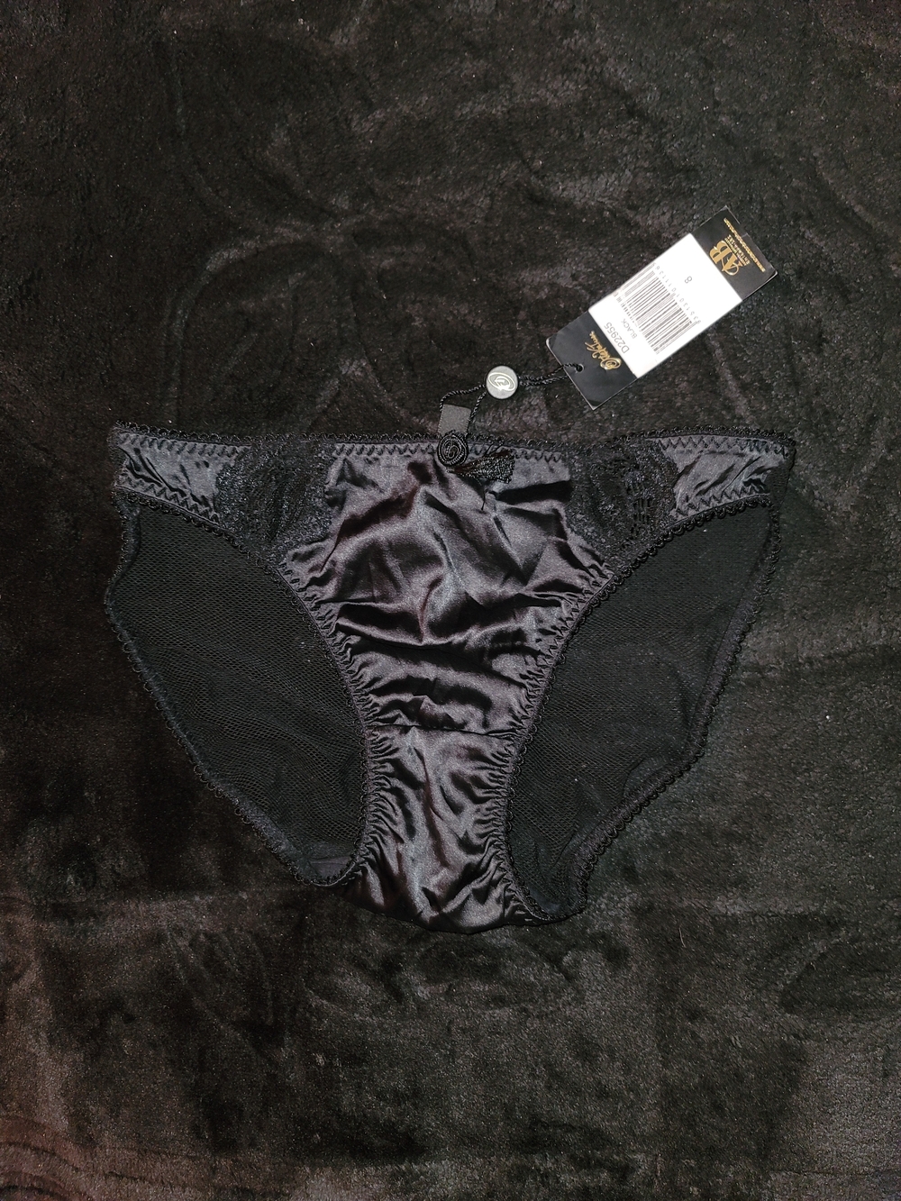Black Satin Lace Bikini Panty - Women Intimates